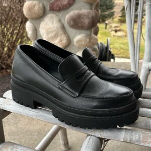 Patina Zoe chunky loafers black leather shoes